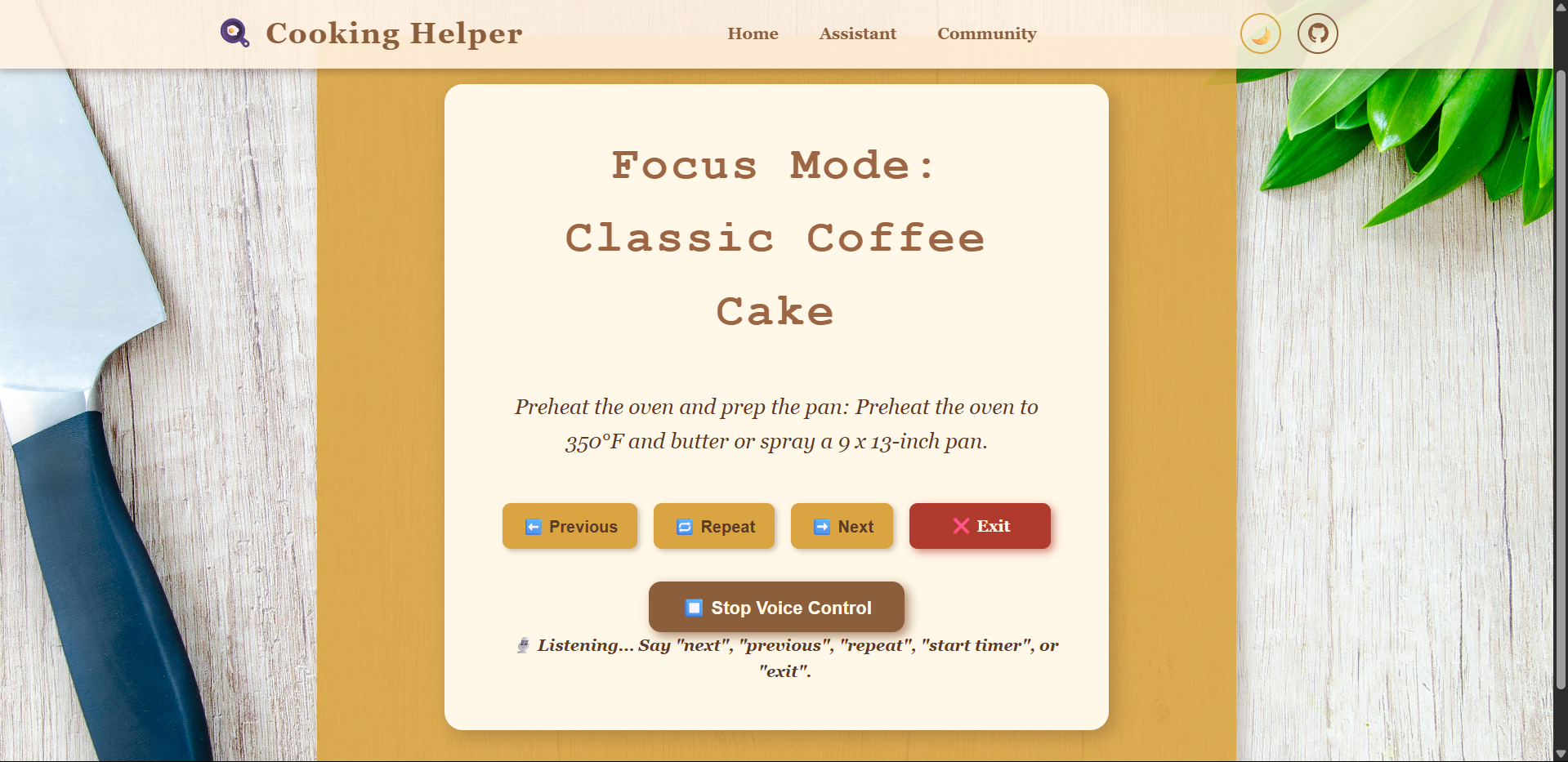 Cooking Assistant Screenshot